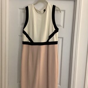 Marc Cain Black, Cream, and Tan Midi Dress